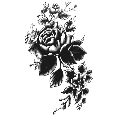 Tatouage éphémère temporaire roses noires fleurs