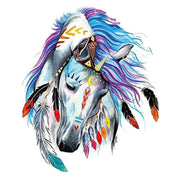 Tatouage éphémère temporaire animaux cheval multicolore plume