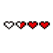 Tatouage éphémère temporaire cœurs pixelisés rouge blanc