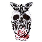 tatouage ephemere tete de mort papillon rose