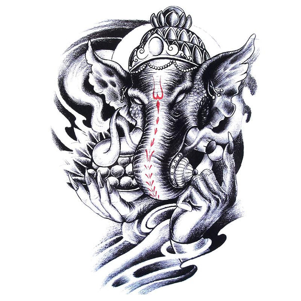 Tatouage éphémère temporaire asiatique Dieu éléphant Inde ganesh