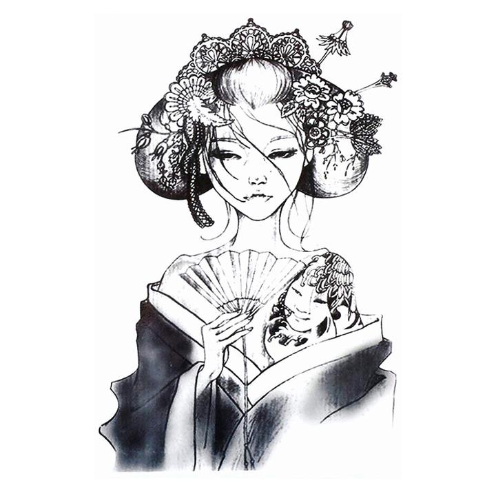 Tatouage éphémère temporaire asiatique femme geisha japonaise
