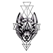 Tatouage éphémère temporaire animaux loup géométrique