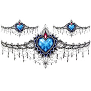 Tatouage éphémère temporaire underboob diamant bleu collier bijoux