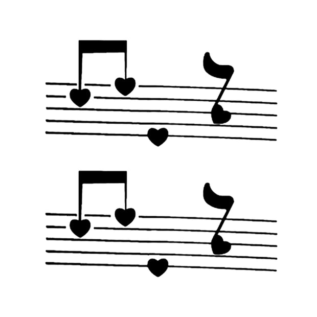 Tatouage éphémère temporaire musique notes cœur partition