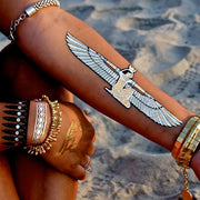 Tatouage éphémère temporaire doré argent Egypte Isis Horus rosace bracelets amulette