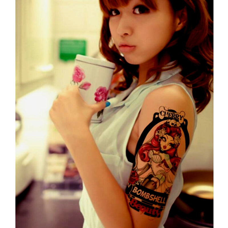 Tatouage éphémère temporaire girls cherry bombshell beauty vintage