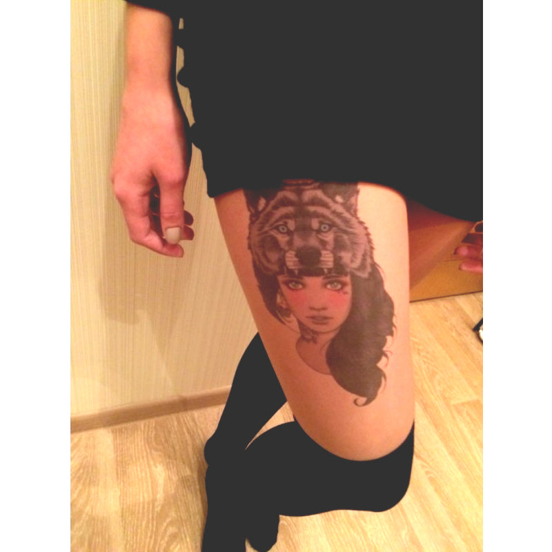 Tatouage éphémère temporaire girls femme guerrière loup